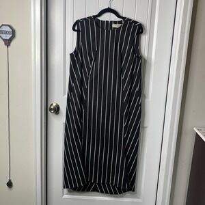 Balenciaga Striped black avant garde quiet luxury shift Dress minimalist size 42